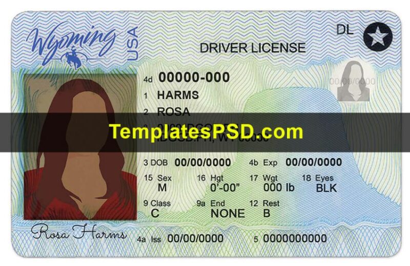 Wyoming Driver License Template New Front